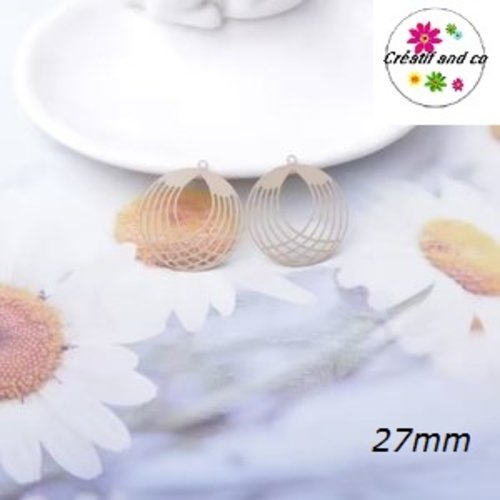 Breloque estampe cercle évidé marron kraft 27mm