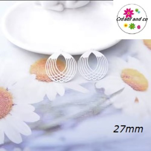 Breloque estampe cercle évidé blanc  27mm
