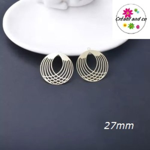 Breloque estampe cercle évidé doré  27mm