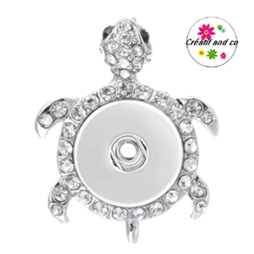 Pendentif tortue strass pour bouton pression