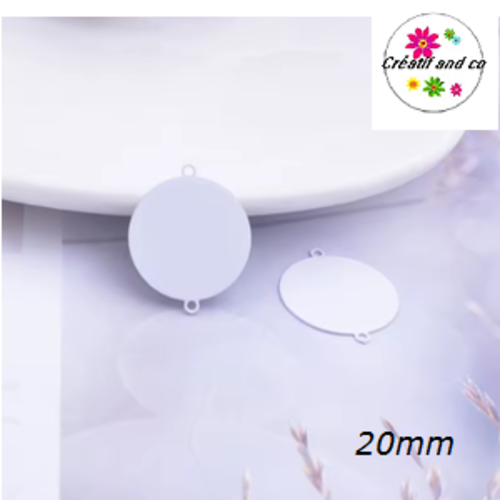 Connecteur cercle blanc laiton 20mm