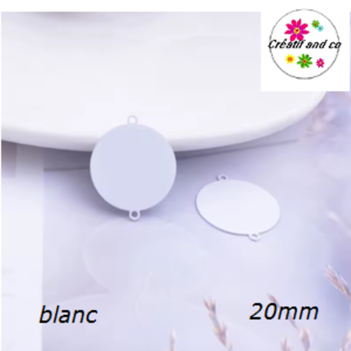 Connecteur cercle blanc laiton 20mm