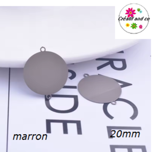 Connecteur cercle marron laiton 20mm