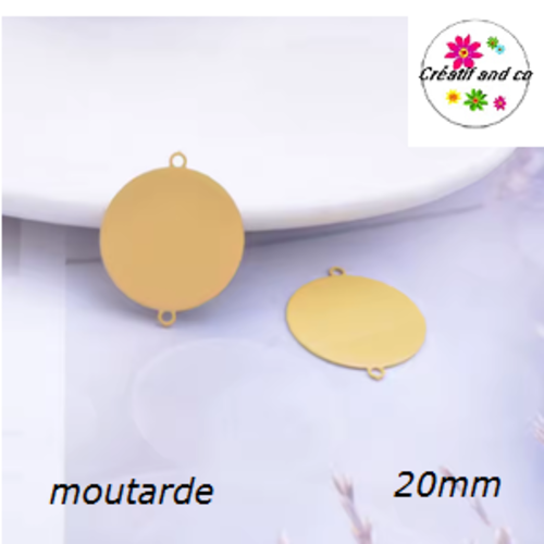 Connecteur cercle jaune/moutarde laiton 20mm