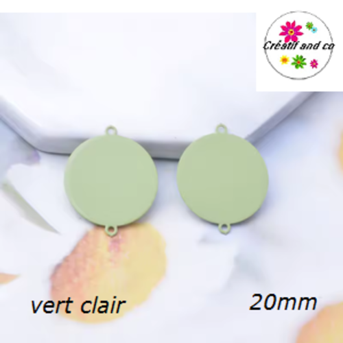 Connecteur cercle vert clair laiton 20mm