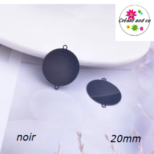 Connecteur cercle noir laiton 20mm
