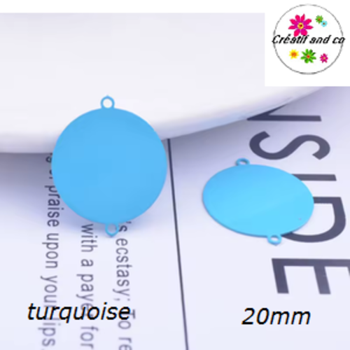 Connecteur cercle turquoise laiton 20mm