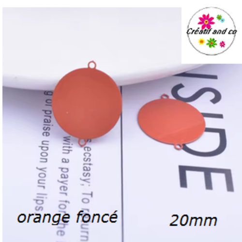 Connecteur cercle orange foncé laiton 20mm