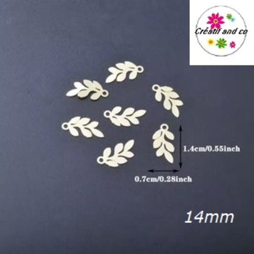 Breloque estampe feuille dorée 14mm