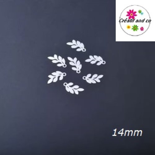 Breloque estampe feuille argent 14mm