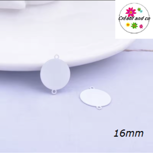 Connecteur cercle blanc laiton 16mm
