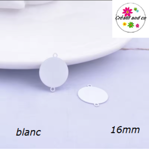 Connecteur cercle blanc laiton 16mm