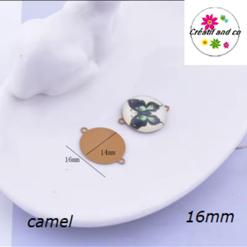 Connecteur cercle marron camel laiton 16mm