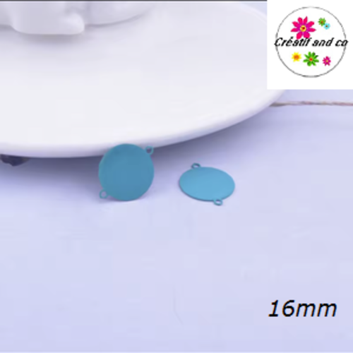 Connecteur cercle bleu laiton 16mm