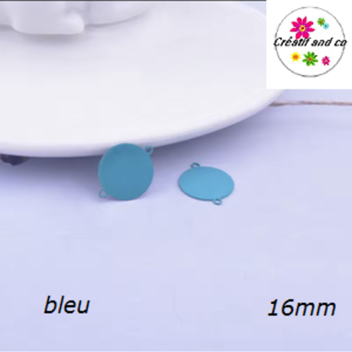 Connecteur cercle bleu laiton 16mm