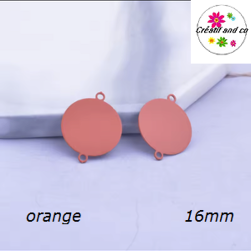 Connecteur cercle orange laiton 16mm