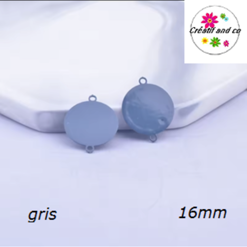 Connecteur cercle gris laiton 16mm