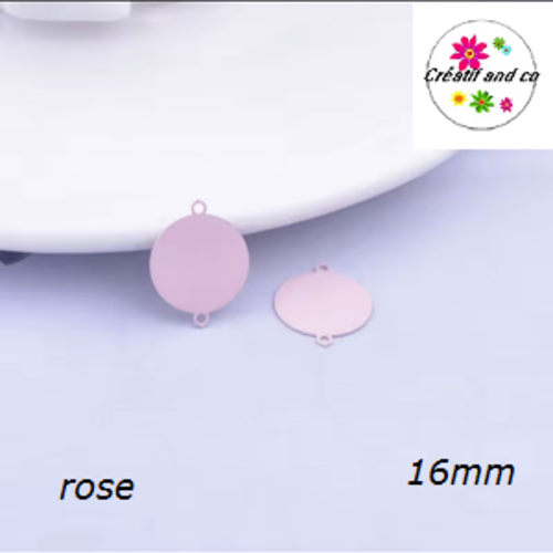 Connecteur cercle rose laiton 16mm