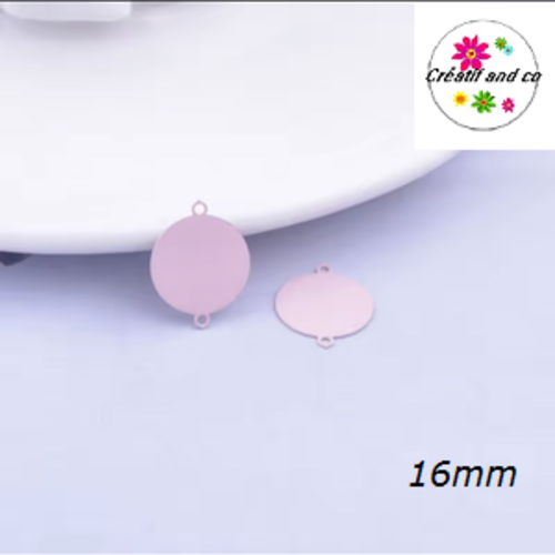 Connecteur cercle rose laiton 16mm