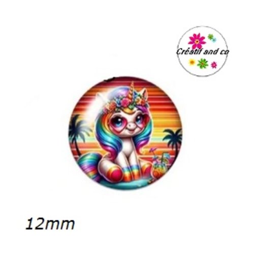 X2 cabochons licorne 12mm