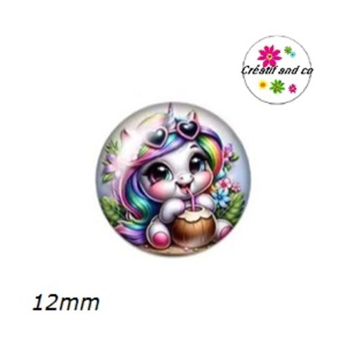 X2 cabochons licorne 12mm