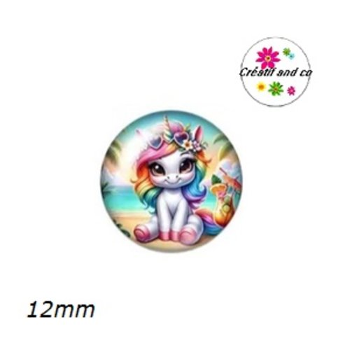 X2 cabochons licorne 12mm