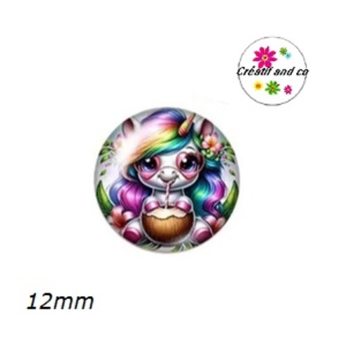 X2 cabochons licorne 12mm