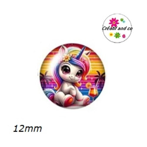 X2 cabochons licorne 12mm
