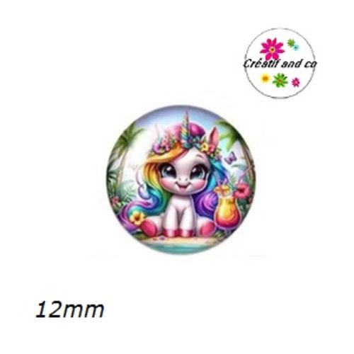 X2 cabochons licorne 12mm