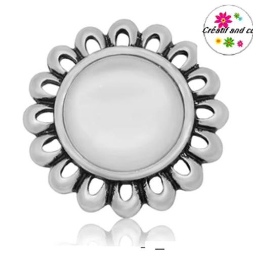 Bouton pression fleur métal coeur résine