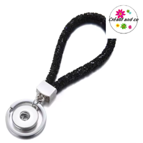Porte clé noir pour bouton pression