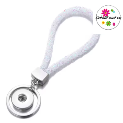 Porte clé blanc  pour bouton pression