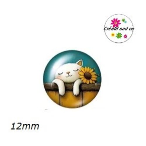 X2 cabochons chat 12mm
