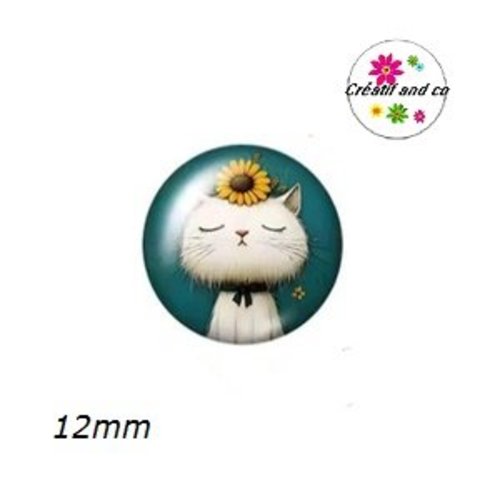 X2 cabochons chat 12mm