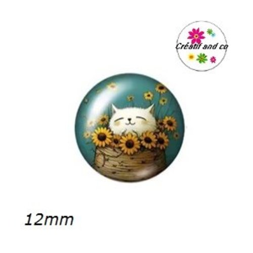 X2 cabochons chat 12mm