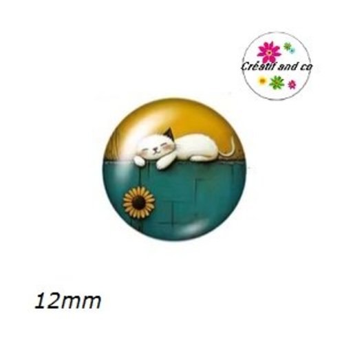 X2 cabochons chat 12mm