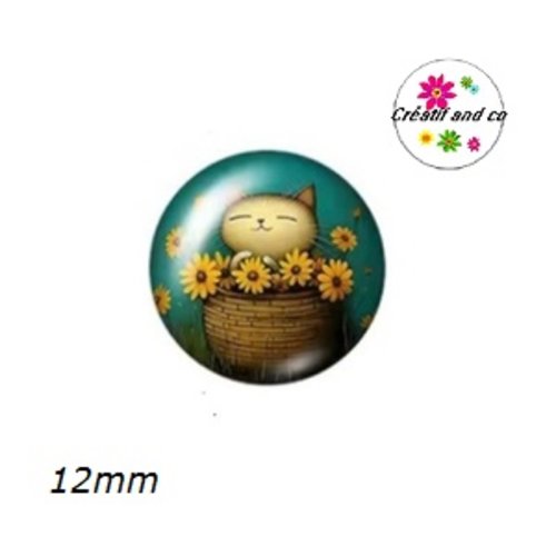 X2 cabochons chat 12mm