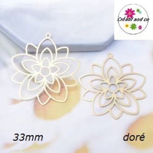 Breloque estampe fleur de vie dorée 33mm