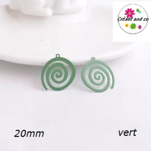Breloque estampe spirale verte 20mm
