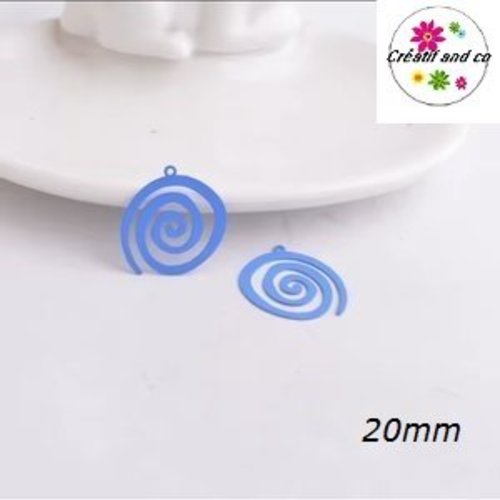 Breloque estampe spirale bleue 20mm