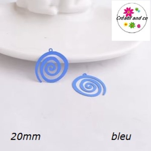 Breloque estampe spirale bleue 20mm