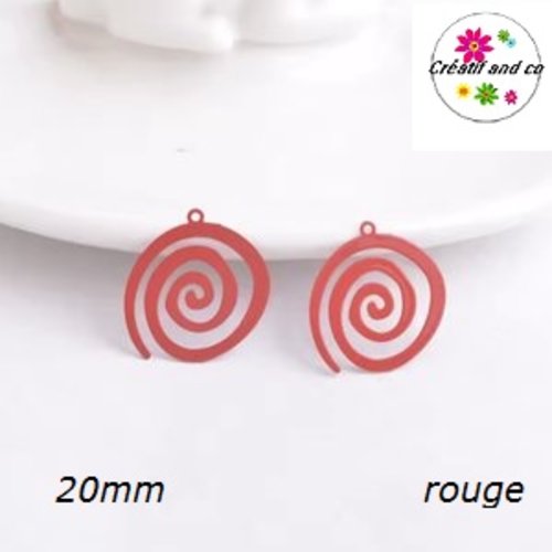 Breloque estampe spirale rouge 20mm