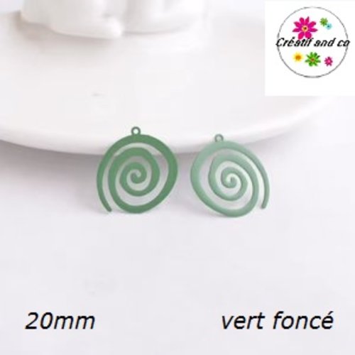 Breloque estampe spirale verte foncée 20mm