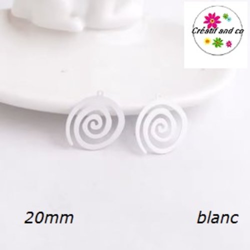 Breloque estampe spirale blanche 20mm