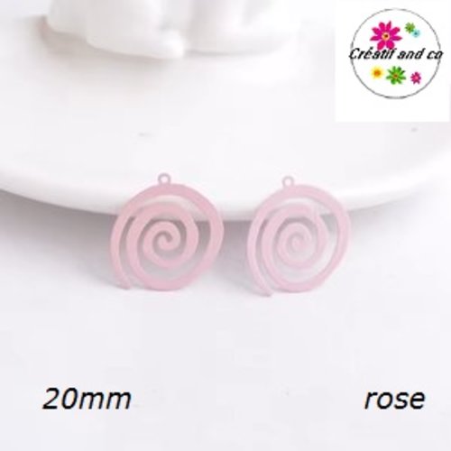 Breloque estampe spirale rose 20mm