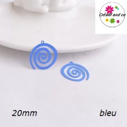 Breloque estampe spirale bleue roi 20mm