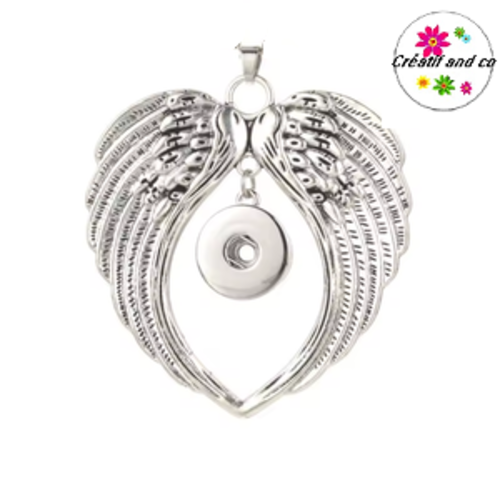 Grand pendentif double aile pour bouton pression