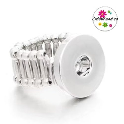 Bague métal argentée élastique pour bouton pression 18/20mm
