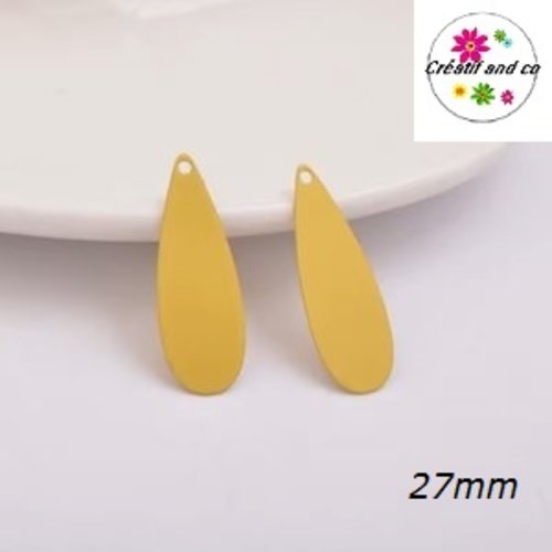 Breloque estampe goutte jaune  27mm