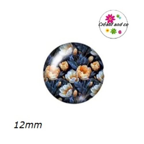 X2 cabochons fleurs 12mm